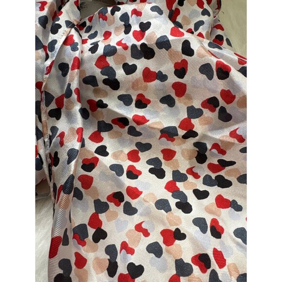 Heart Print 100% Silk Scarf 25" X 25" Square Vintage Handmade Lightweight - Picture 2 of 5